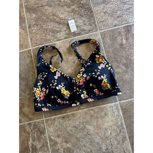 Offline By Aerie Goals Plunge Sports Bra True Black Floral Size Medium - Picture 4 of 8